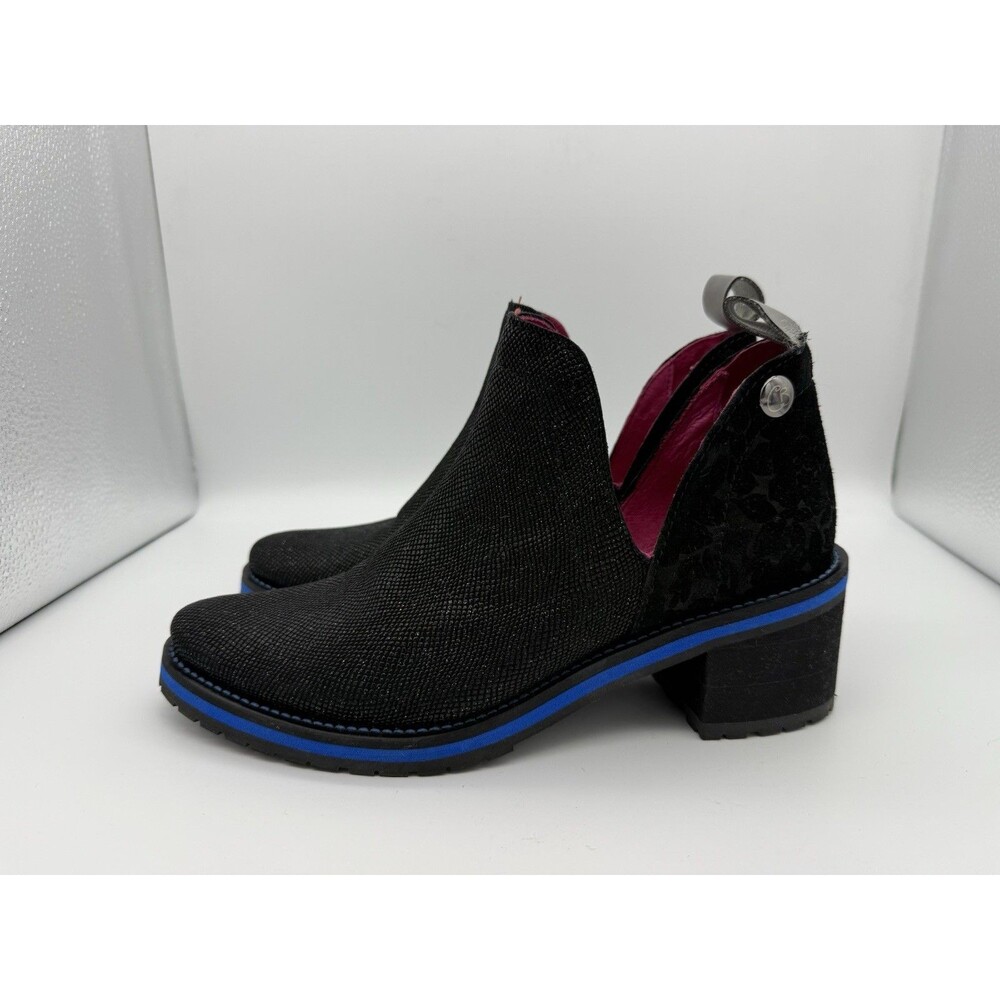 Chanii B Zippette Ankle Boots Womens 36 (5.5 US) Black Sparkle Floral Suede